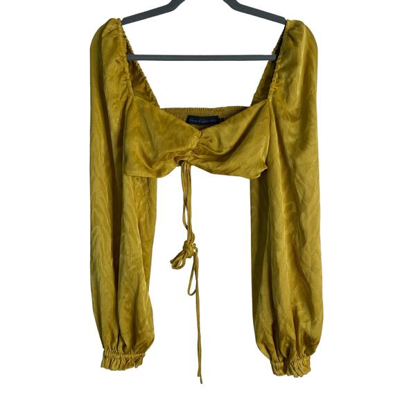 Revolve House of Harlow Cropped Textured Top Long Sleeve Smocked Back Size S - Picture 1 of 7